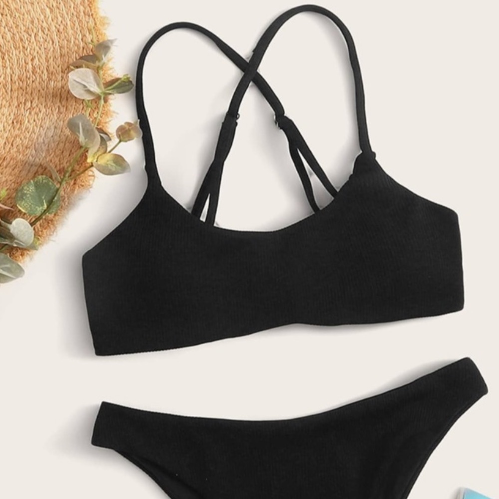 forever young black braided bikini top